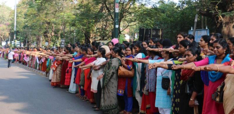 Women in Kerala form 620km wall to protest against religious conservatives