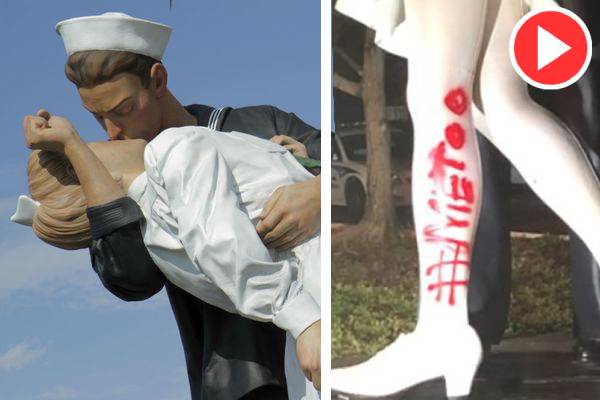 Kissing Sailor Statue Vandalized Over 'Sexual Harassment'
