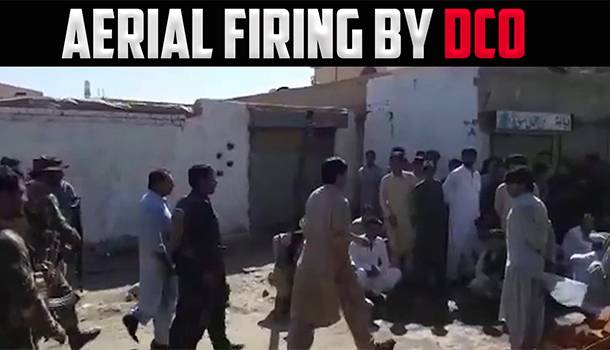 Aerial Firing By DCO on protestors in Balochistan