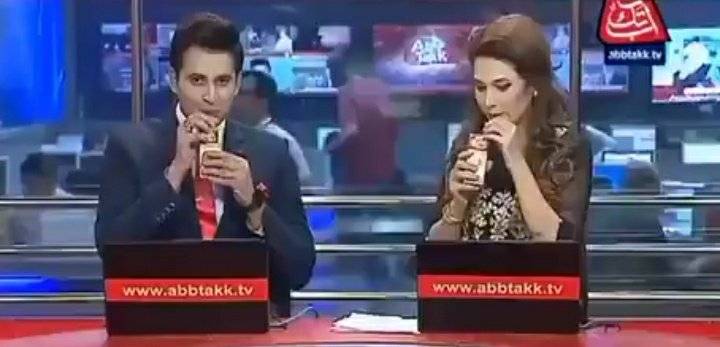 News Anchors Sell Juice During Bulletin