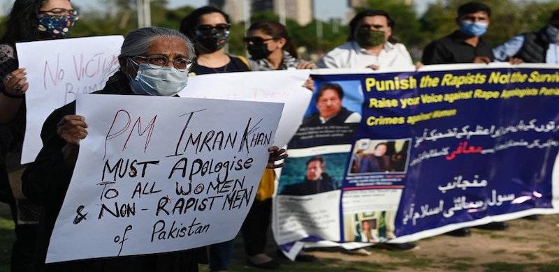 'PM Imran Owes Apology To Both Women And Non-Rapist Men': Civil Society Holds Protest