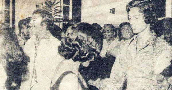 The Pakistan team ‘boogying’ at a party in 1977.  