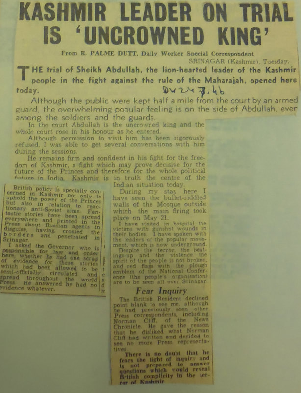 In 1946 Sheikh Abdullah was arrested when his National Conference launched a movement against the Maharaja of J&K.
