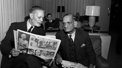 Pakistani and Indian representatives at the UN in early 1948 to discuss Kashmir.
