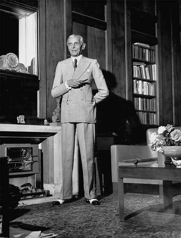 The founder of Pakistan, Muhammad Ali Jinnah in a suit.