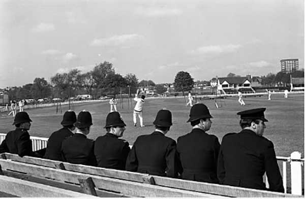 British policemen accompanied Pakistani players during the country’s 1971 tour of England. Bengali nationalists settled in England had threatened to disrupt the matches.