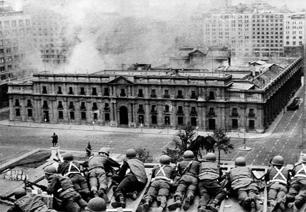The 1973 US-backed military coup in Chile. 